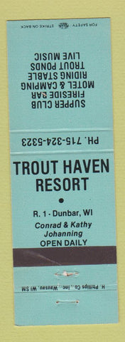 Matchbook Cover - Trout Haven Resort Dunbar WI