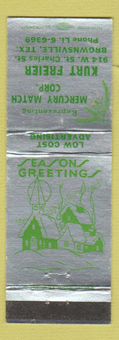 Matchbook Cover - Mercury Match Kurt Freier Brownsville TX Christmas WEAR