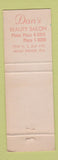Matchbook Cover - Dan's Beauty Salon Miami Shores FL
