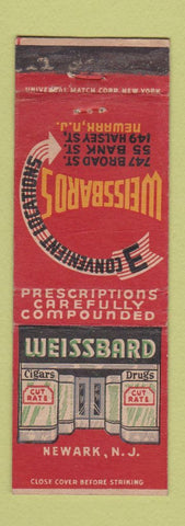 Matchbook Cover - Weissbard Drug Stores Newark NJ