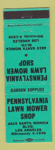 Matchbook Cover - Pennsylvania Lawn Mower Shop Los Angeles CA