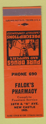 Matchbook Cover - Falck's Pharmacy Drug Store New Castle IN