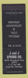 Matchbook Cover - J and J Spring Roseville MI