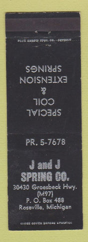 Matchbook Cover - J and J Spring Roseville MI