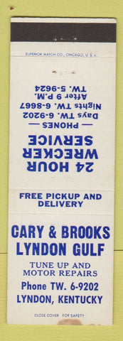 Matchbook Cover - Cary & Brooks Lyndon Gulf oil gas Lyndon KY