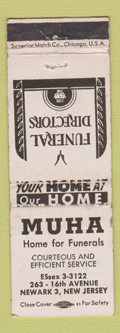 Matchbook Cover - Muha Funeral Home Newark NJ WEAR