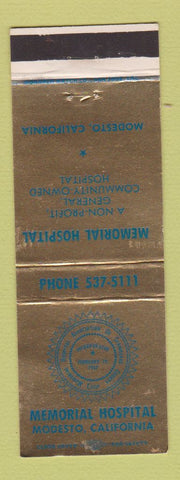 Matchbook Cover - Memorial Hospital Modesto CA