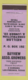Matchbook Cover Bayview Association Growers Fruit Los Fresnos TX Keillor Lumber