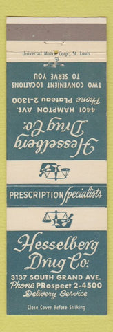 Matchbook Cover - Hesselberg Drug Company St Louis MO