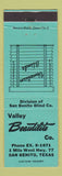 Matchbook Cover - Valley Beautilite Blinds San Benito TX TEAL