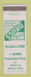 Matchbook Cover - Harris Drug Store Onawa IA