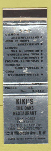 Matchbook Cover - Kiki's Restaurant Washington DC WEAR