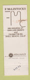 Matchbook Cover F McLintock's Saloon Dining House San Luis Obispo CA Shell Beach