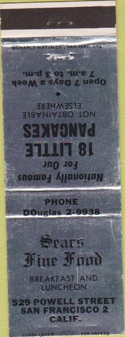 Matchbook Cover - Sears Fine Food San Francisco CA