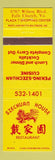 Matchbook Cover - Szechuan House Chinese Restaurant Falls Church VA
