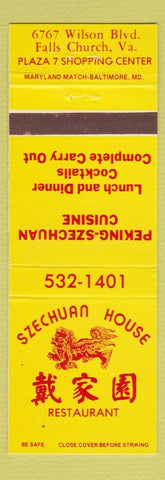 Matchbook Cover - Szechuan House Chinese Restaurant Falls Church VA