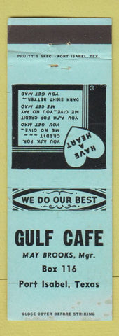 Matchbook Cover - Gulf Cafe Port Isabel TX