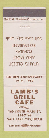 Matchbook Cover - Lamb's Grill Cafe Salt Lake City UT 1969