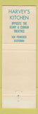 Matchbook Cover - Harvey's Kitchen San Francisco CA
