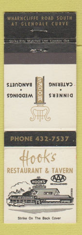 Matchbook Cover - Hook's Restaurant Tavern London ON