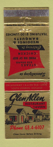 Matchbook Cover - Glen Allen Restaurant South London ON WEAR