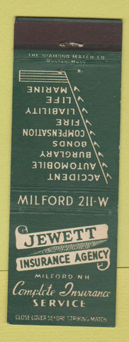 Matchbook Cover - Jewett Insurance Milford NH