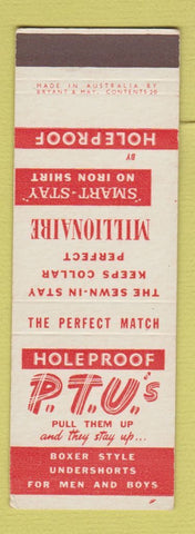 Matchbook Cover - PTU Underwear Australia SAMPLE