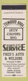 Matchbook Cover - Fred's Auto & Welding Yucapia CA