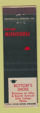Matchbook Cover - Florsheim Shoes Bottorf's State College PA