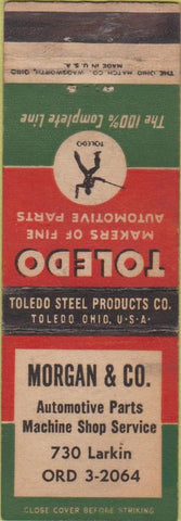 Matchbook Cover - Toledo Auto Parts Morgan  and  CO WORN