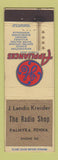 Matchbook Cover - GE Appliances J Landis Kreider Radio Palmyra PA
