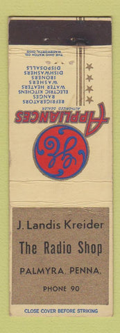 Matchbook Cover - GE Appliances J Landis Kreider Radio Palmyra PA