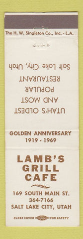 Matchbook Cover - Lamb's Grill Cafe Salt Lake City UT 1969