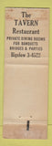 Matchbook Cover - The Tavern Restaurant Newark NJ