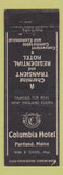 Matchbook Cover - Columbia Hotel Portland ME