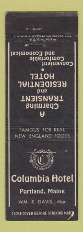 Matchbook Cover - Columbia Hotel Portland ME