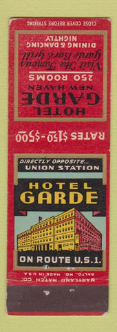 Matchbook Cover - Hotel Garde New Haven CT