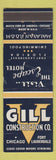 Matchbook Cover - Gill Construction Chicago IL Fort Lauderdale FL Escape Hotel