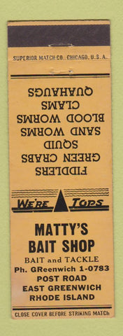 Matchbook Cover - Matty's Bait Shop East Greenwich RI