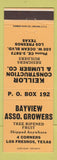 Matchbook Cover Bayview Association Growers Fruit Los Fresnos TX Keillor Lumber