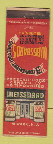 Matchbook Cover - Weissbards Drug Stores Newark NJ