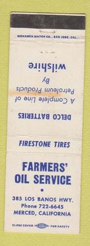 Matchbook Cover - Farmers Oil Service Merced CA STAINED