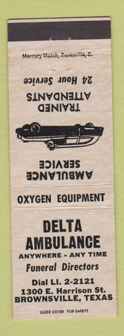 Matchbook Cover - Delta Ambulance Brownsville TX