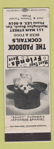 Matchbook Cover - The Paddock Huntington Beach CA Japanese Spaniel