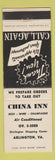 Matchbook Cover - China Inn Arlington VA
