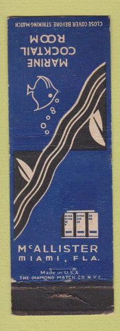 Matchbook Cover - McAllister Hotel Miami Beach FL WEAR