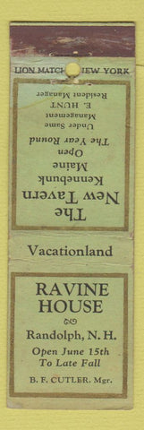 Matchbook Cover - Ravine House Raldolph NH New Tavern Kennebunk ME