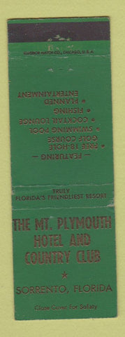 Matchbook Cover - Mount Plymouth Hotel Country Club Sorrento FL WEAR