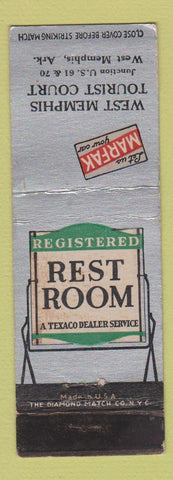 Matchbook Cover - Texaco oil gas Marfak West Memphis AR motel WEAR