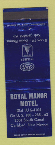 Matchbook Cover - Royal Manor Motel Carlsbad NM
